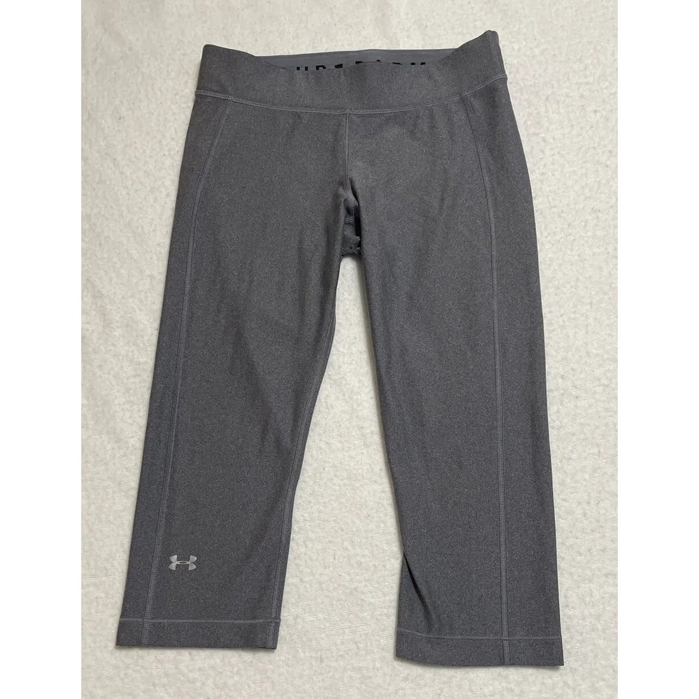 Under Armour Pants Womens Large Gray HeatGear Compression Capri Performance